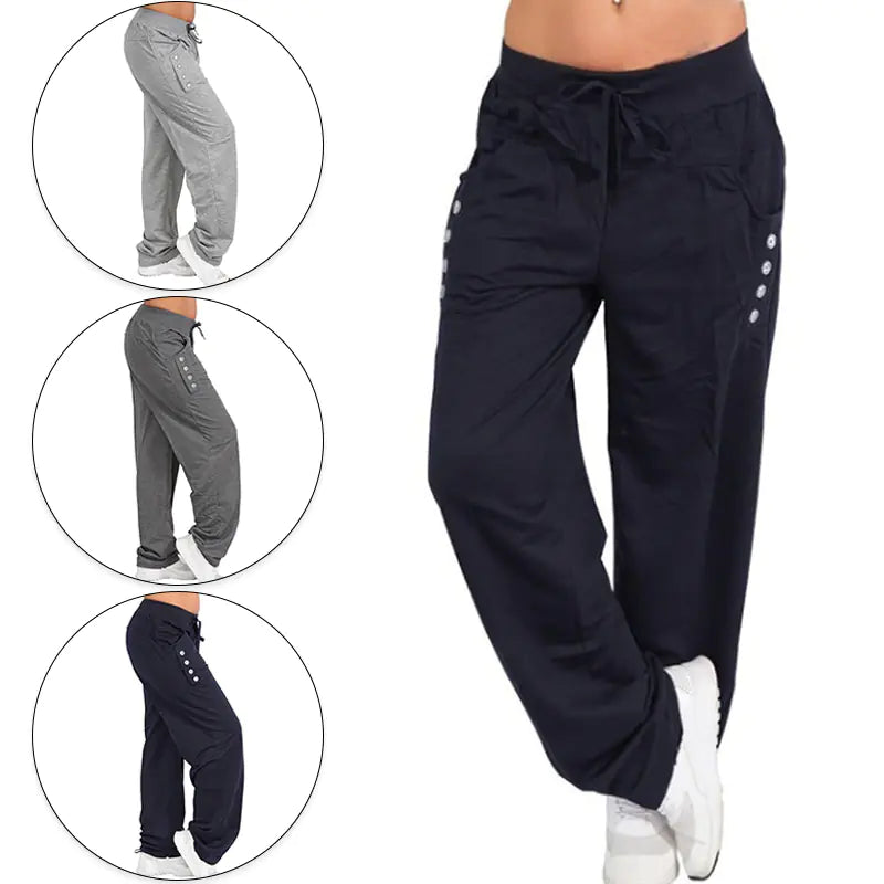 Women’s Solid Color High-Waist Loose Joggers Pants – Casual Relaxed Fit Sweatpants for Fitness, Lounge & Daily Wear
