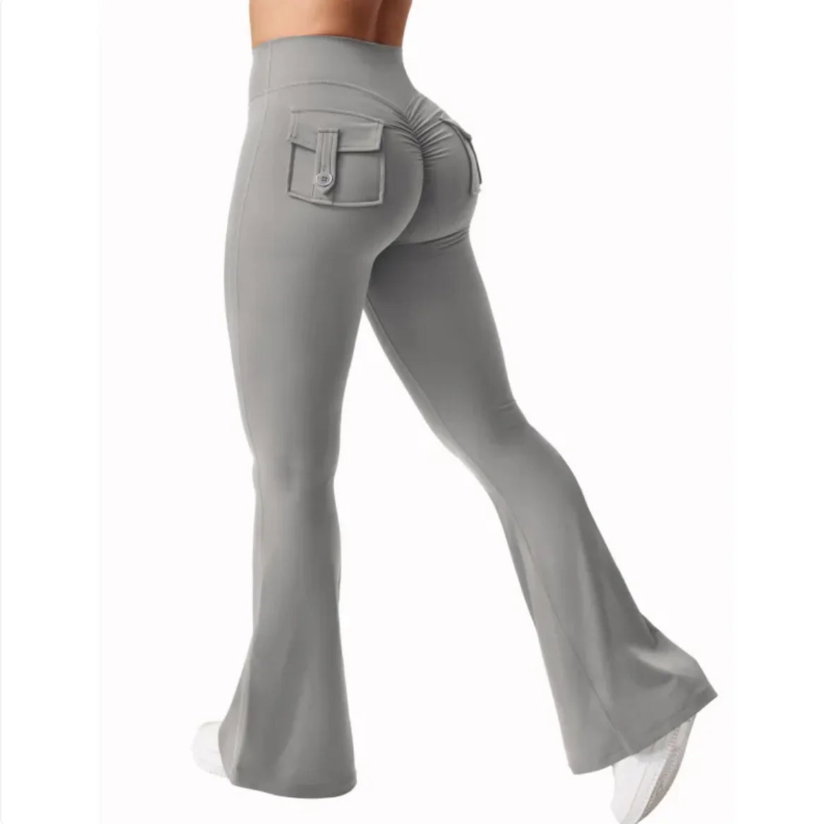 Women’s High-Waisted Cargo Joggers – Nylon Sports Pants with Pockets, Elastic Waist Casual & Active Trousers